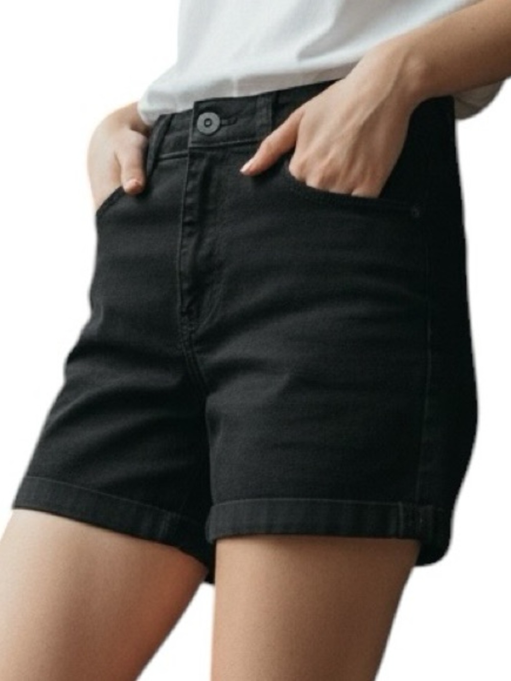 Universal Thread Black High-Rise Jean Shorts with Rolled Hem